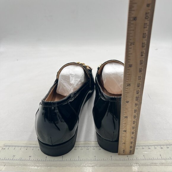 FSJ Black Closed Toe with Chain Loafers Block Low Heel Slip On Comfy Office Shoe - Picture 5 of 8